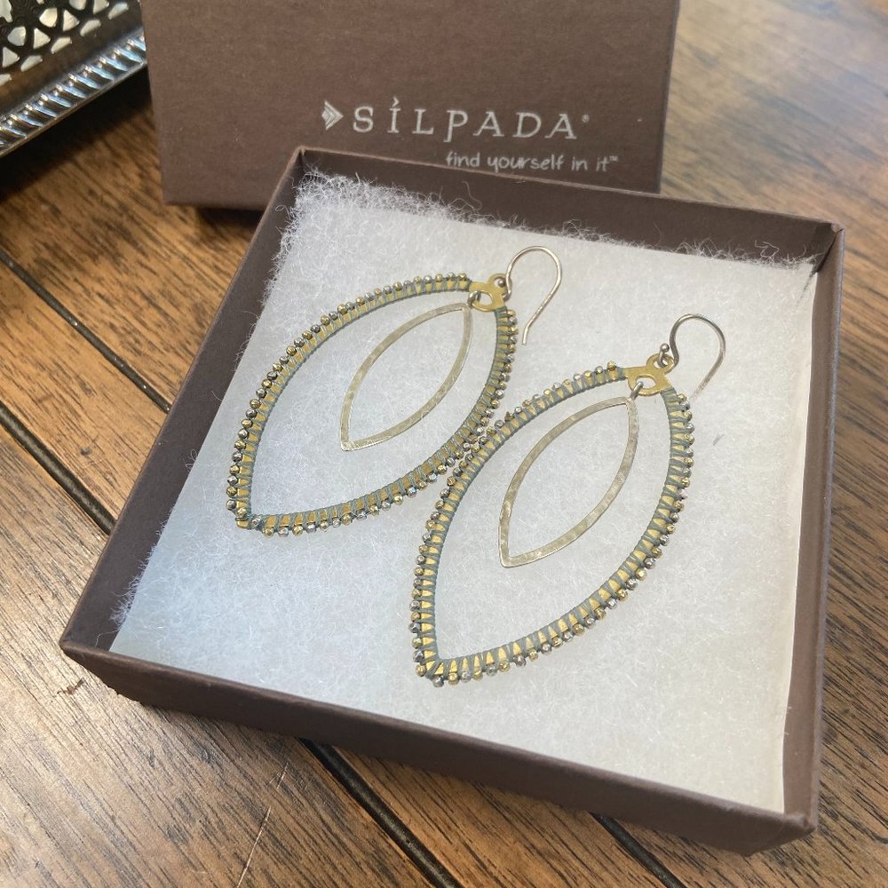 Silpada "Get Growing Earrings" W3073 Brass,Stering silver